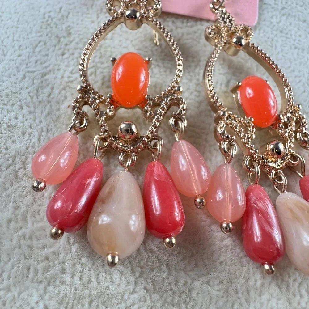Zara Gold and Pink Chandelier Earrings